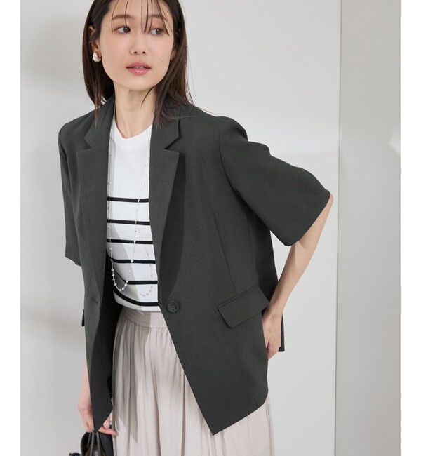 Rope&rsquo;Picnic「【接触冷感・吸水速乾・防シワ】エフォートレスリラックスハーフスリーブジャケット」|テーラードジャケット|