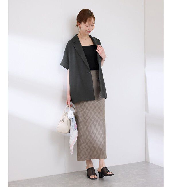 Rope&rsquo;Picnic「【接触冷感・UVカット・速乾】【リネンライク・シリーズ】シアーハーフスリーブジャケット/セットアップ」|テーラードジャケット|