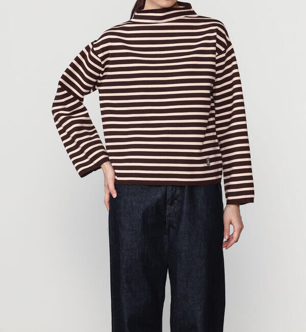ORCIVAL「ORCIVAL | モックネック ボーダーニットプルオーバー WOMEN」|ニット・セーター|BROWN系1