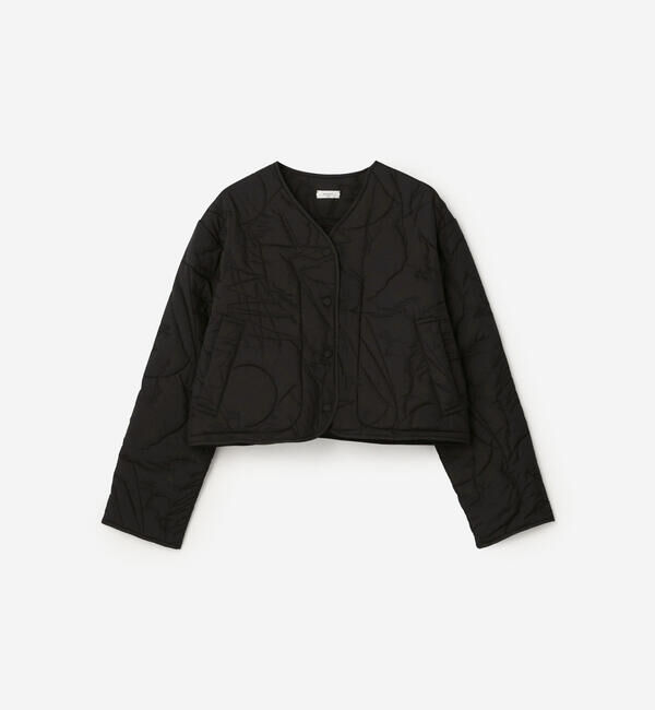  「manipuri | 〈別注〉中綿 キルティングショートジャケット WOMEN」|ブルゾン・スタジャン|BLACK