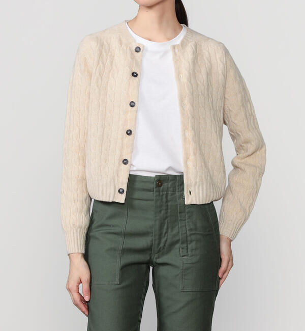Morris & Sons「MORRIS & SONS | ジーロンラム ケーブルニットカーディガン WOMEN」|ニット・セーター|
