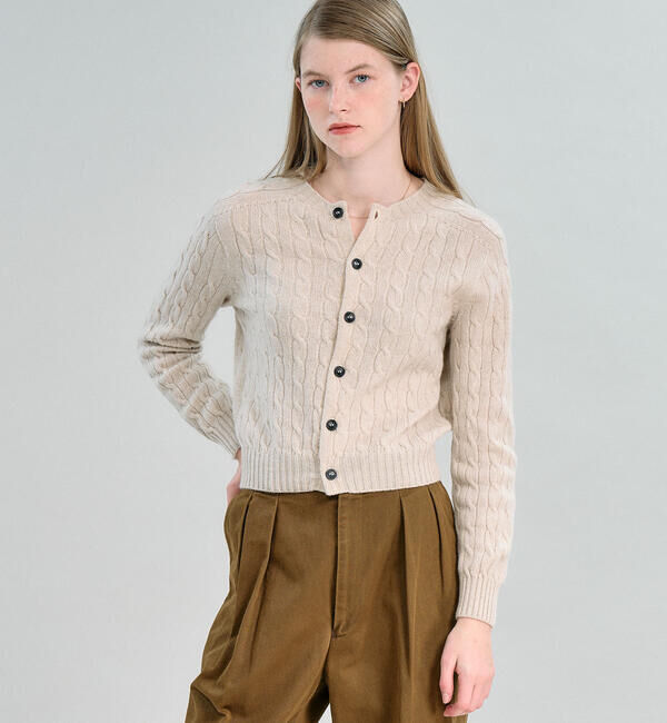 Morris & Sons「MORRIS & SONS | ジーロンラム ケーブルニットカーディガン WOMEN」|ニット・セーター|