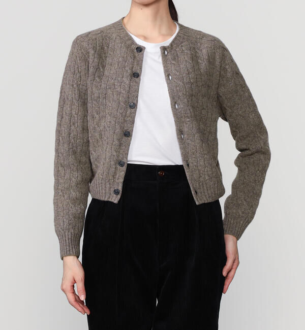 Morris & Sons「MORRIS & SONS | ジーロンラム ケーブルニットカーディガン WOMEN」|ニット・セーター|BROWN系1