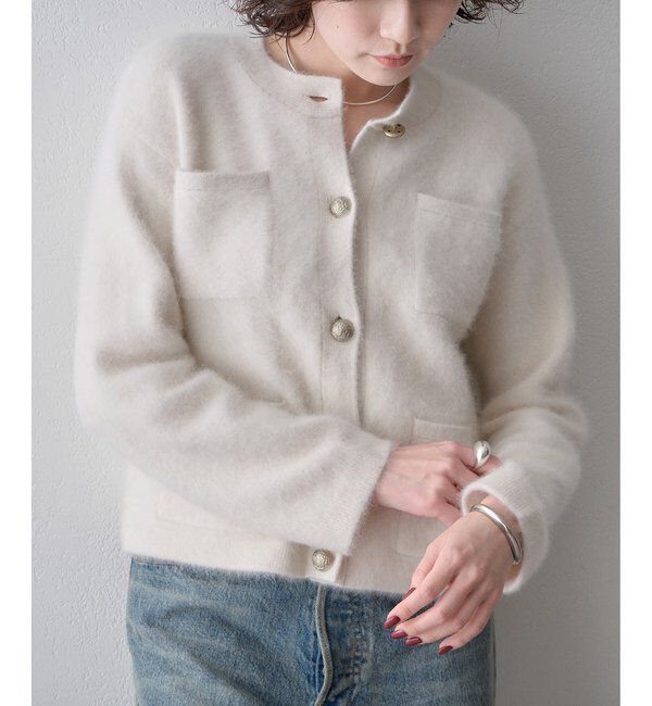  「カシミヤ混ファークルーネックニットジャケット〈WEB限定カラーあり〉」|ニット・セーター|