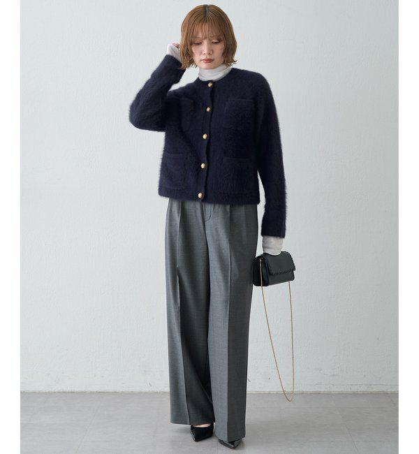  「カシミヤ混ファークルーネックニットジャケット〈WEB限定カラーあり〉」|ニット・セーター|