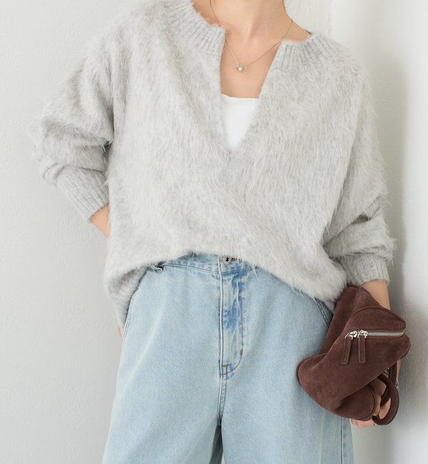  「【軽量/お尻周りカバー◎】ウール混エアリージップニット」|ニット・セーター|