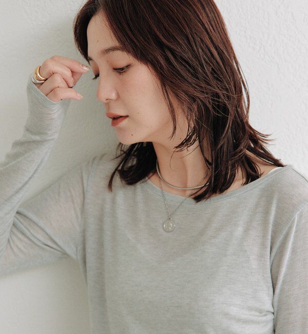  「シルクカシミヤブレンドボートT」|Tシャツ・カットソー|グレー