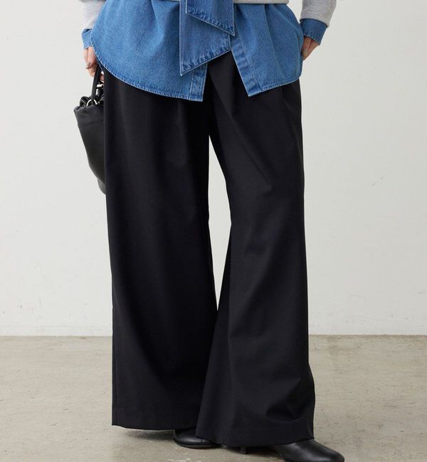  「梳毛2タックイージーパンツ」|チノ|ブラック