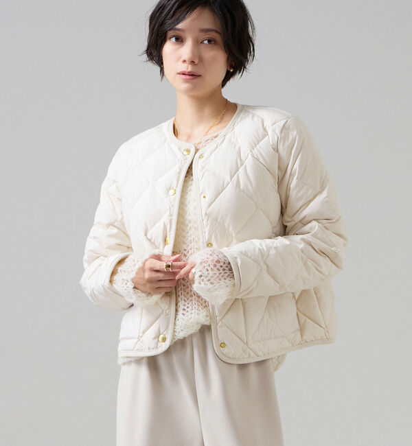Liesse「《別注》【TAION&times;Liesse】コーデュロイパイピングショートダウンジャケット」|ダウン|アイボリー