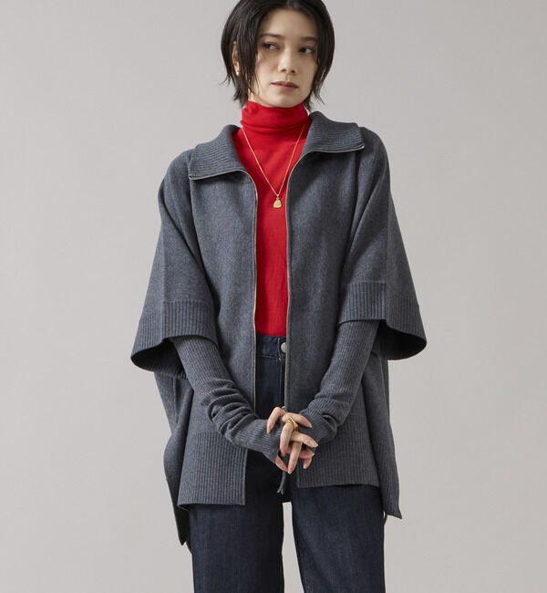 Liesse「【大草直子さんコラボ】2WAYケープジップニット（セットアップ可/店舗限定カラーあり）」|ニット・セーター|チャコールグレー