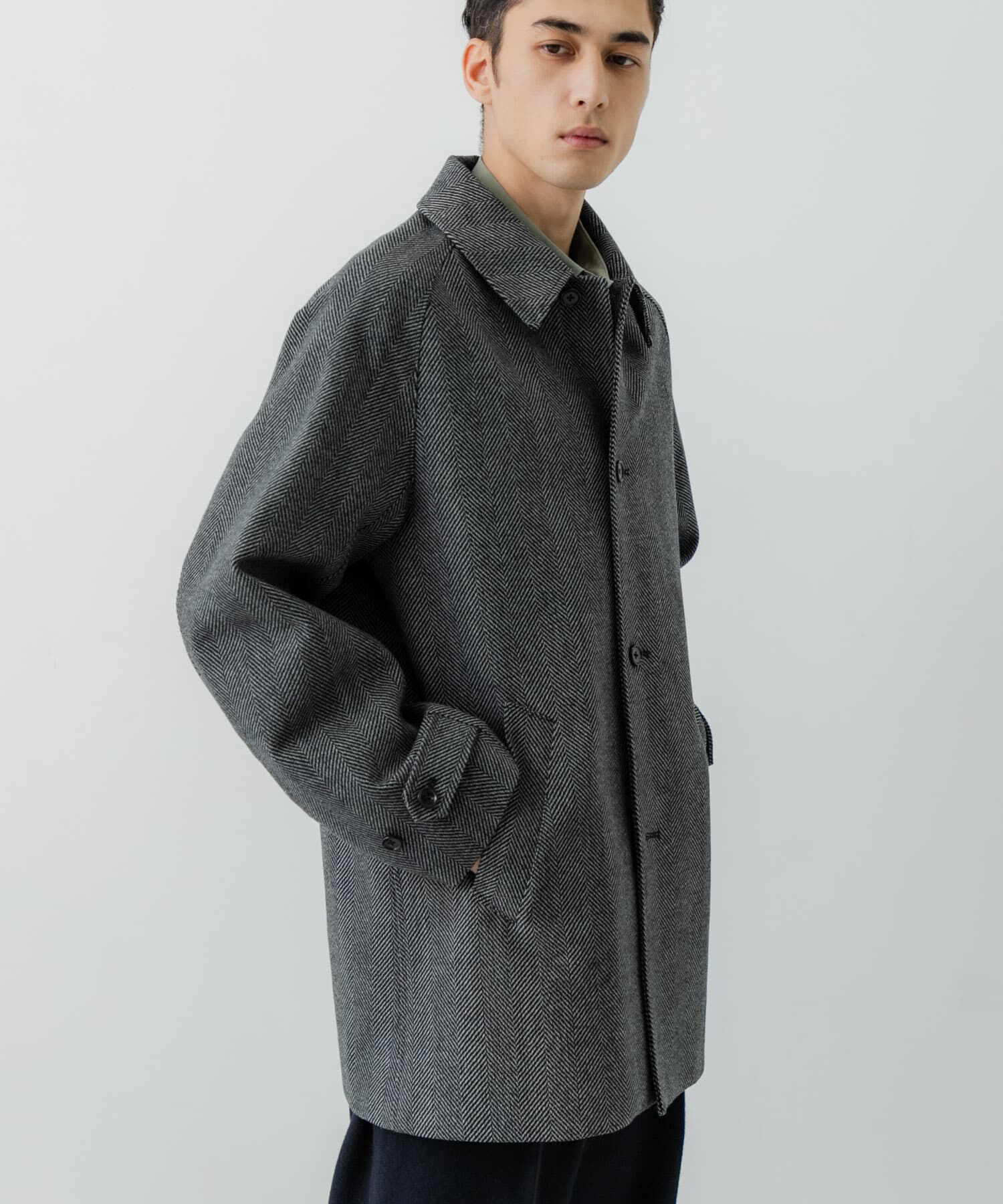 URBAN RESEARCH「WINDPROOF TWEED HALF COAT」|ノーカラーコート|