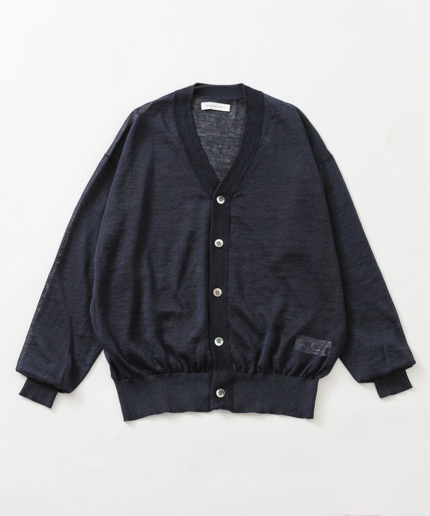 URBAN RESEARCH「RAMIE SHEER CARDIGAN」|ニット・セーター|ネイビー