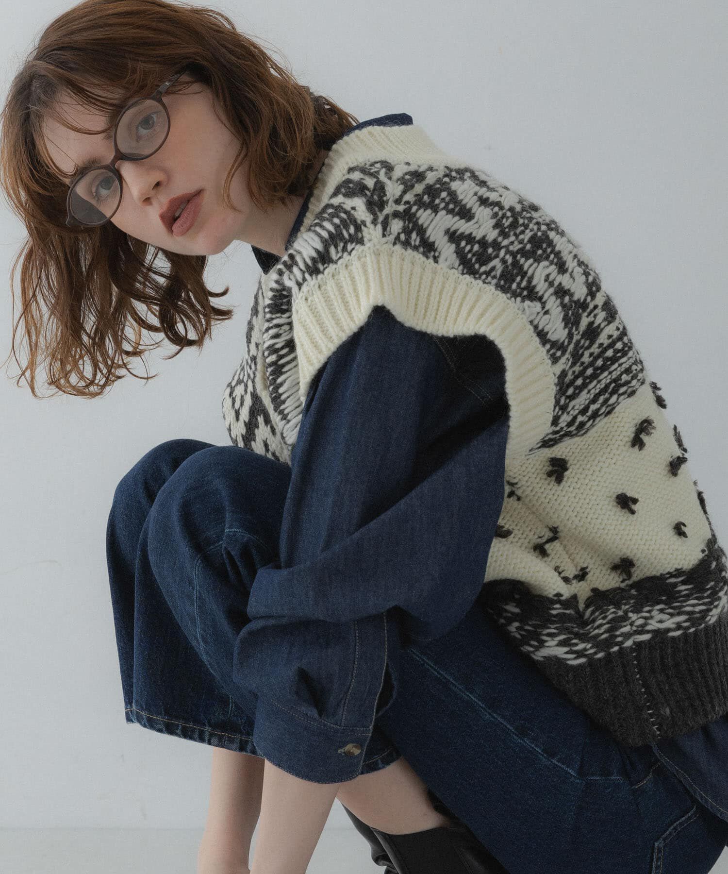 Sonny Label 「柄編みニットベスト」|ベスト・ジレ|ホワイト系その他