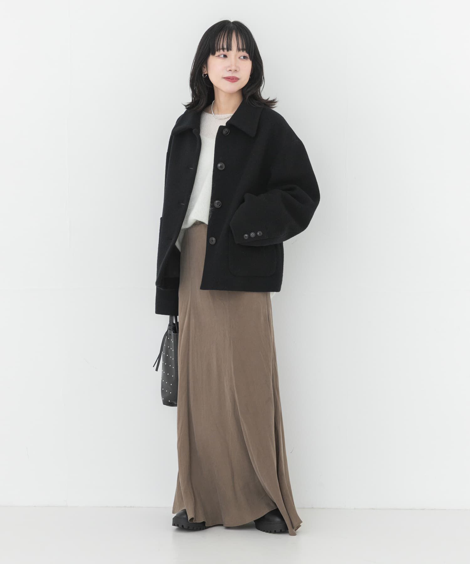 URBAN RESEARCH「ウールモッサショートコート」|ノーカラーコート|