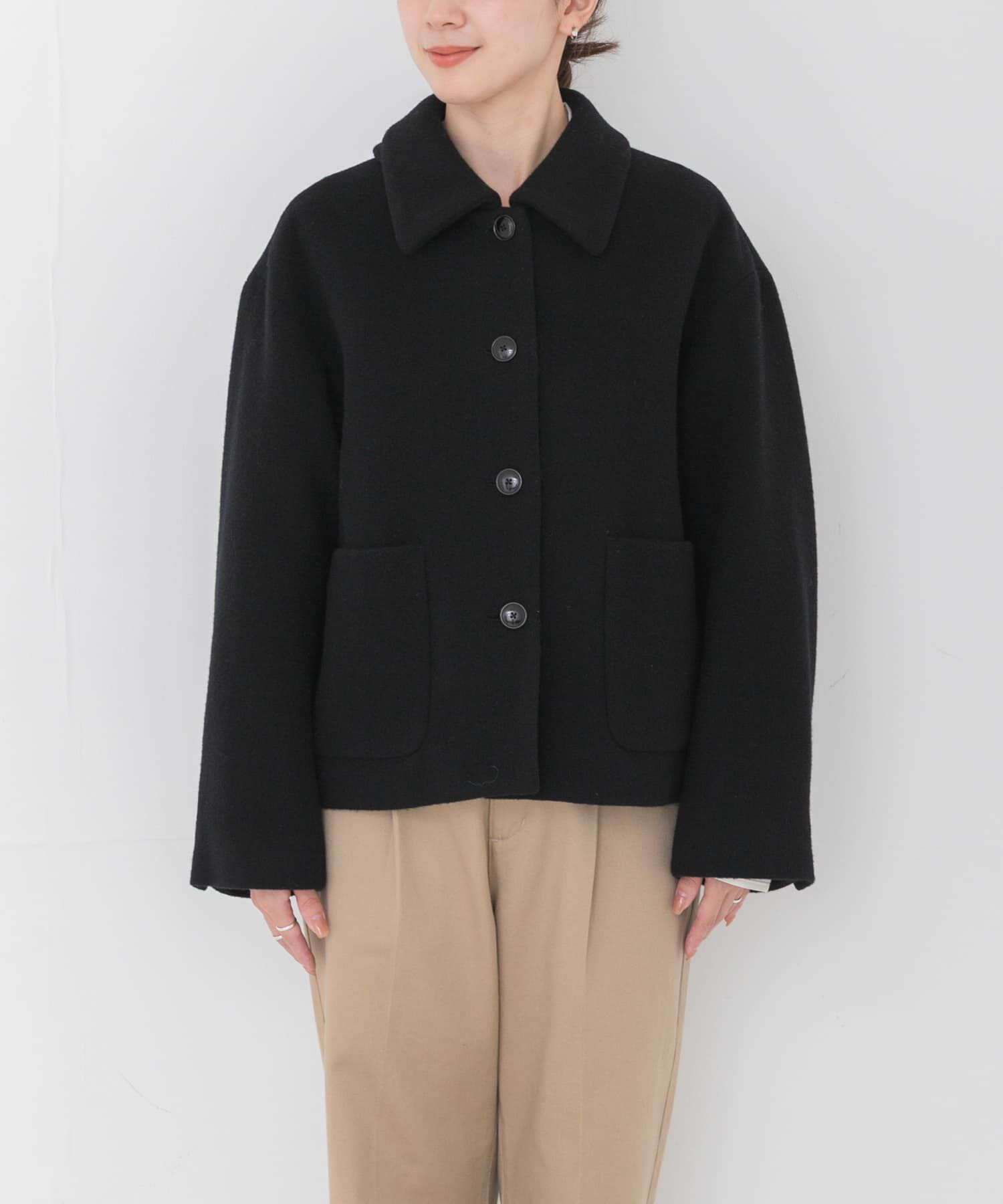 URBAN RESEARCH「ウールモッサショートコート」|ノーカラーコート|