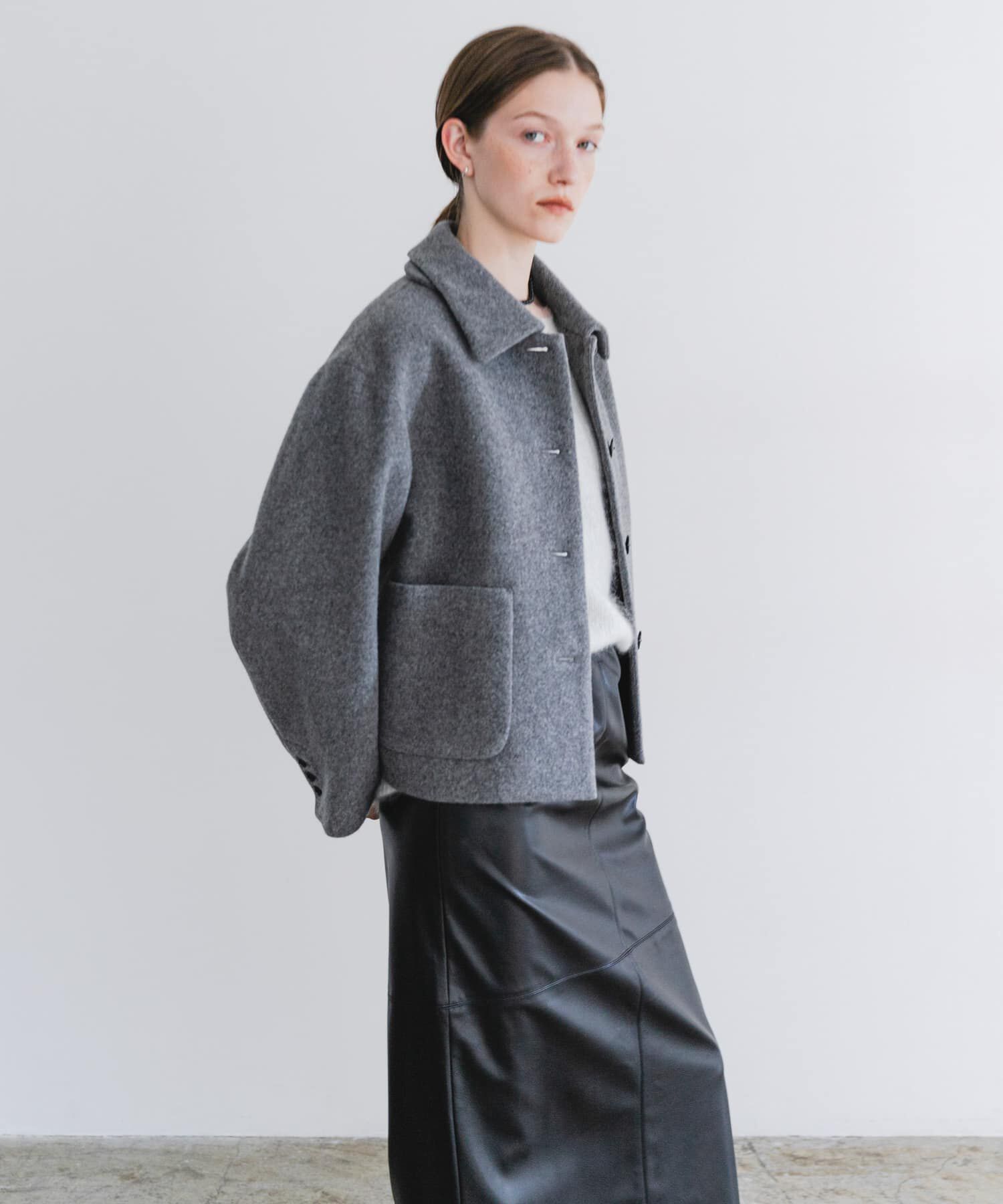 URBAN RESEARCH「ウールモッサショートコート」|ノーカラーコート|