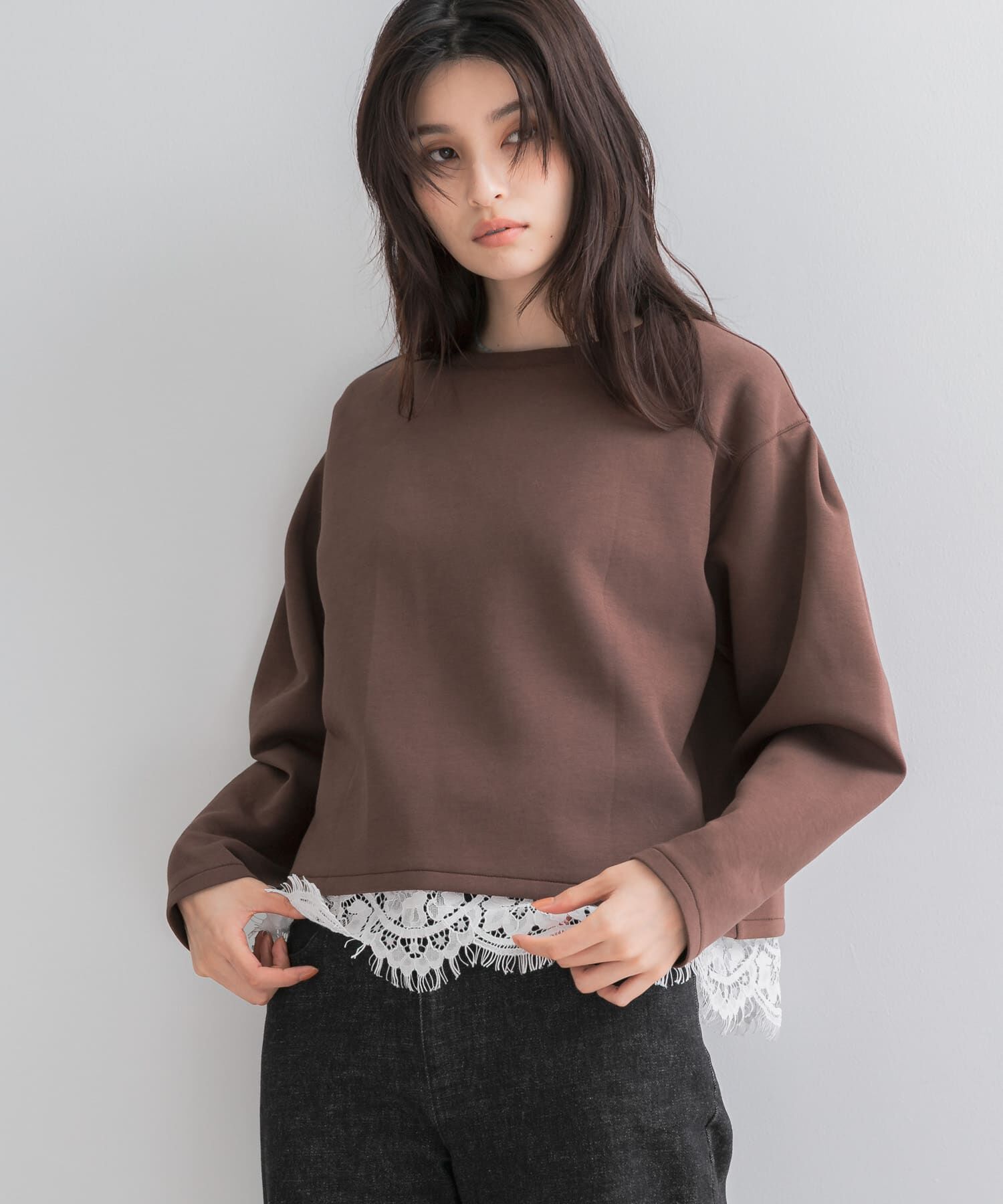 URBAN RESEARCH ROSSO「『WEB/一部店舗限定』レースドッキングスウェット」|スウェット・ジャージ|