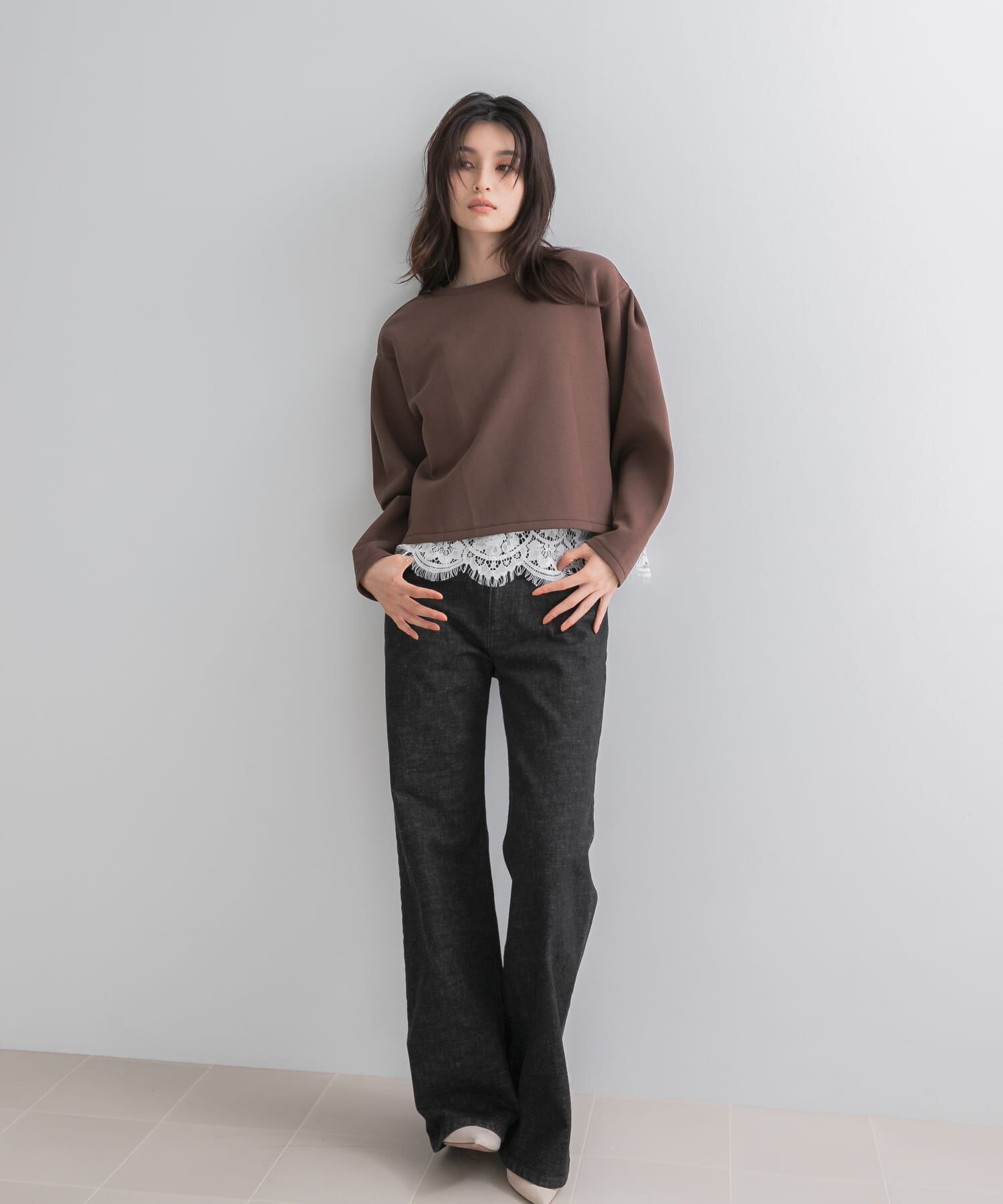 URBAN RESEARCH ROSSO「『WEB/一部店舗限定』レースドッキングスウェット」|スウェット・ジャージ|
