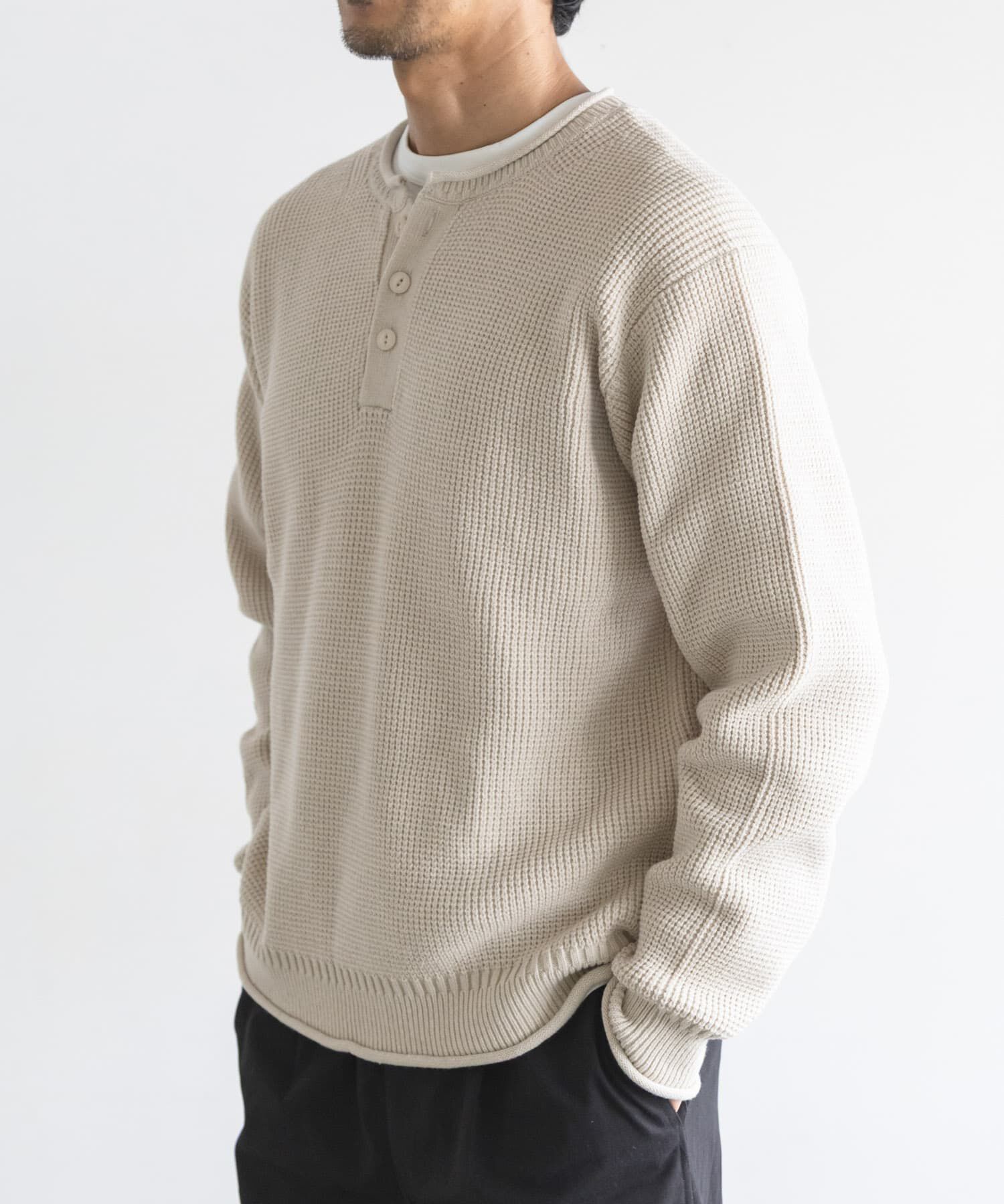 Sonny Label 「ワッフルヘンリーネックニットプルオーバー」|ニット・セーター|