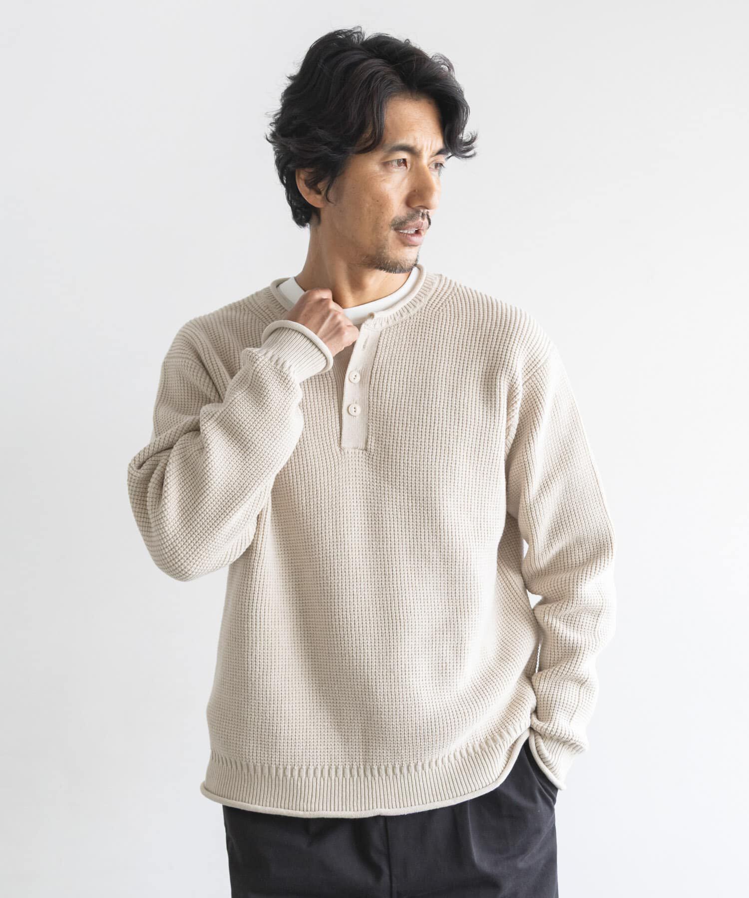 Sonny Label 「ワッフルヘンリーネックニットプルオーバー」|ニット・セーター|