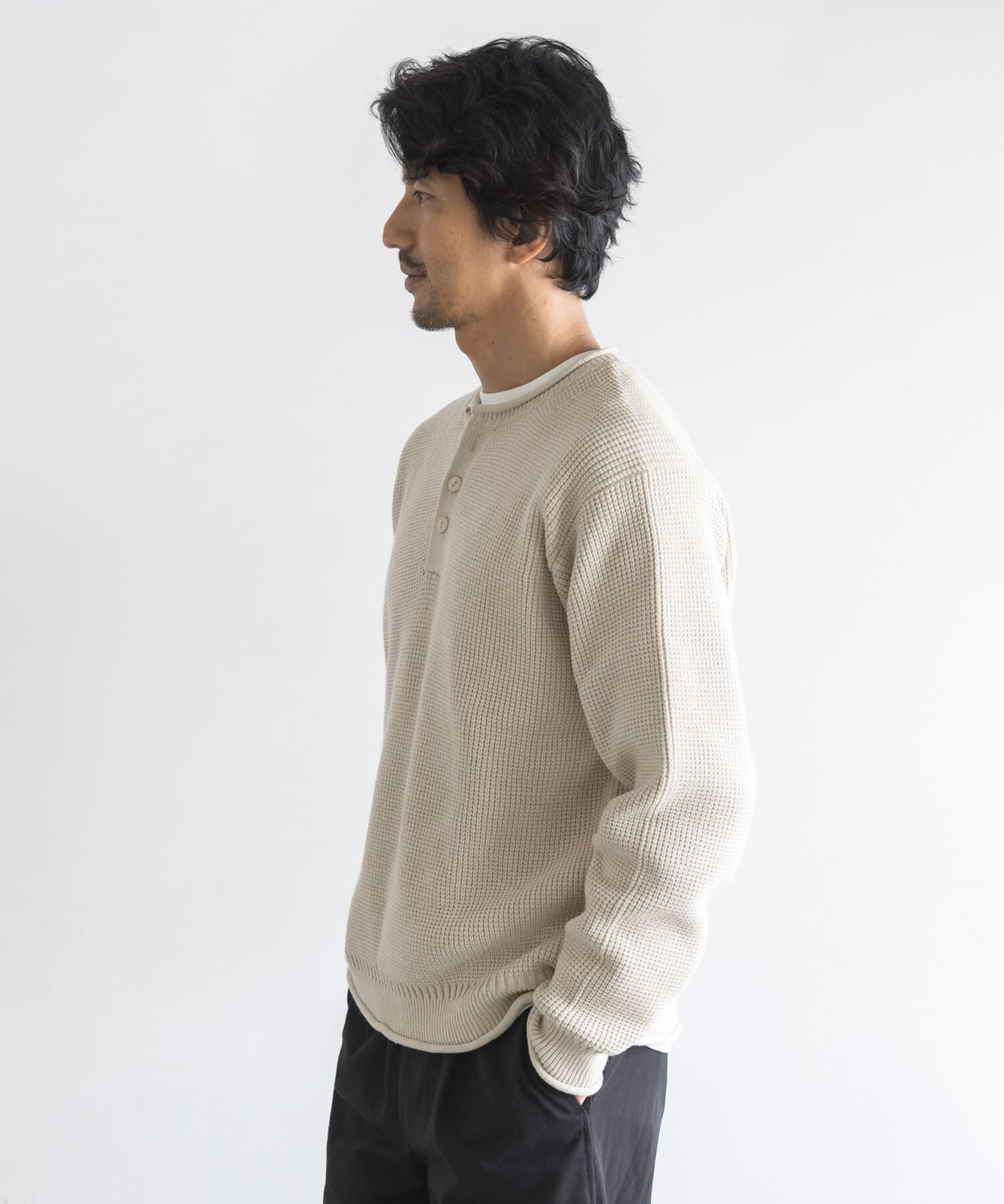 Sonny Label 「ワッフルヘンリーネックニットプルオーバー」|ニット・セーター|