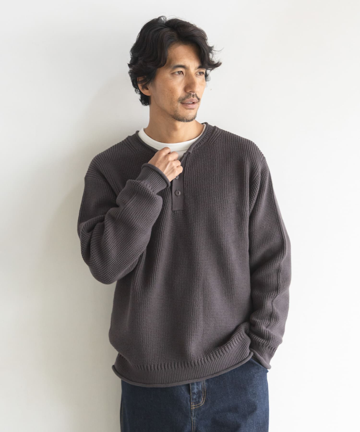 Sonny Label 「ワッフルヘンリーネックニットプルオーバー」|ニット・セーター|