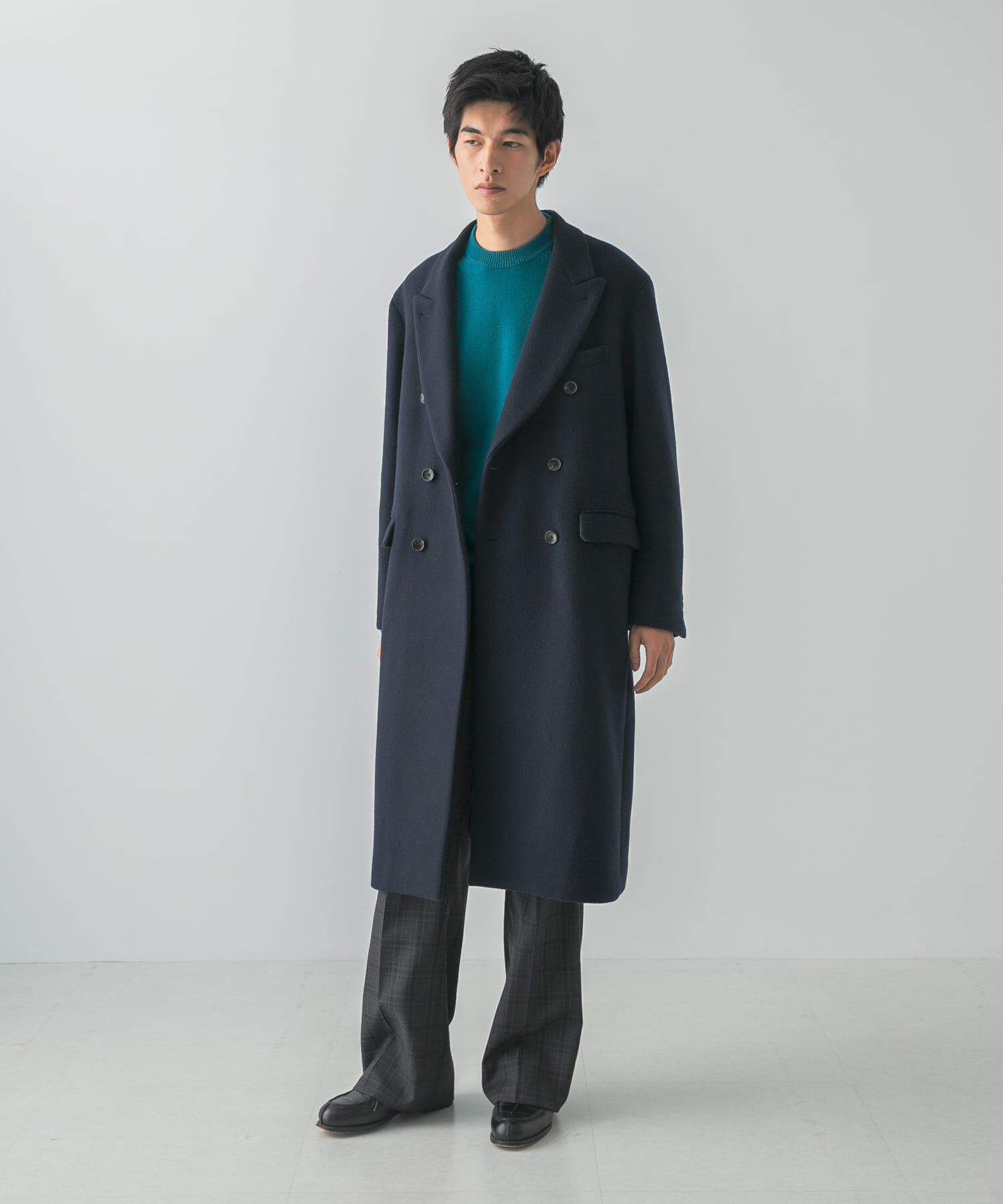 URBAN RESEARCH「WOOL DOUBLE CHESTER COAT」|チェスターコート|ネイビー
