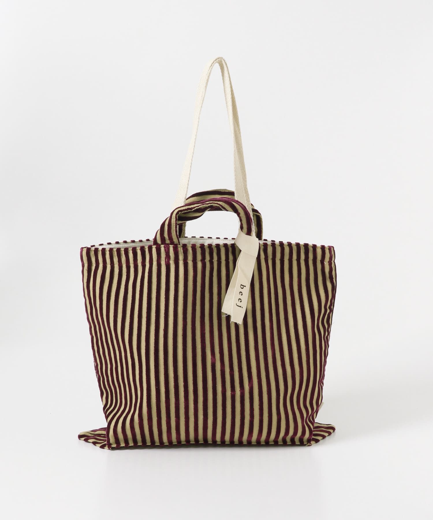 URBAN RESEARCH DOORS「beej　PILE STRIPE BAG」|トートバッグ|マスタード