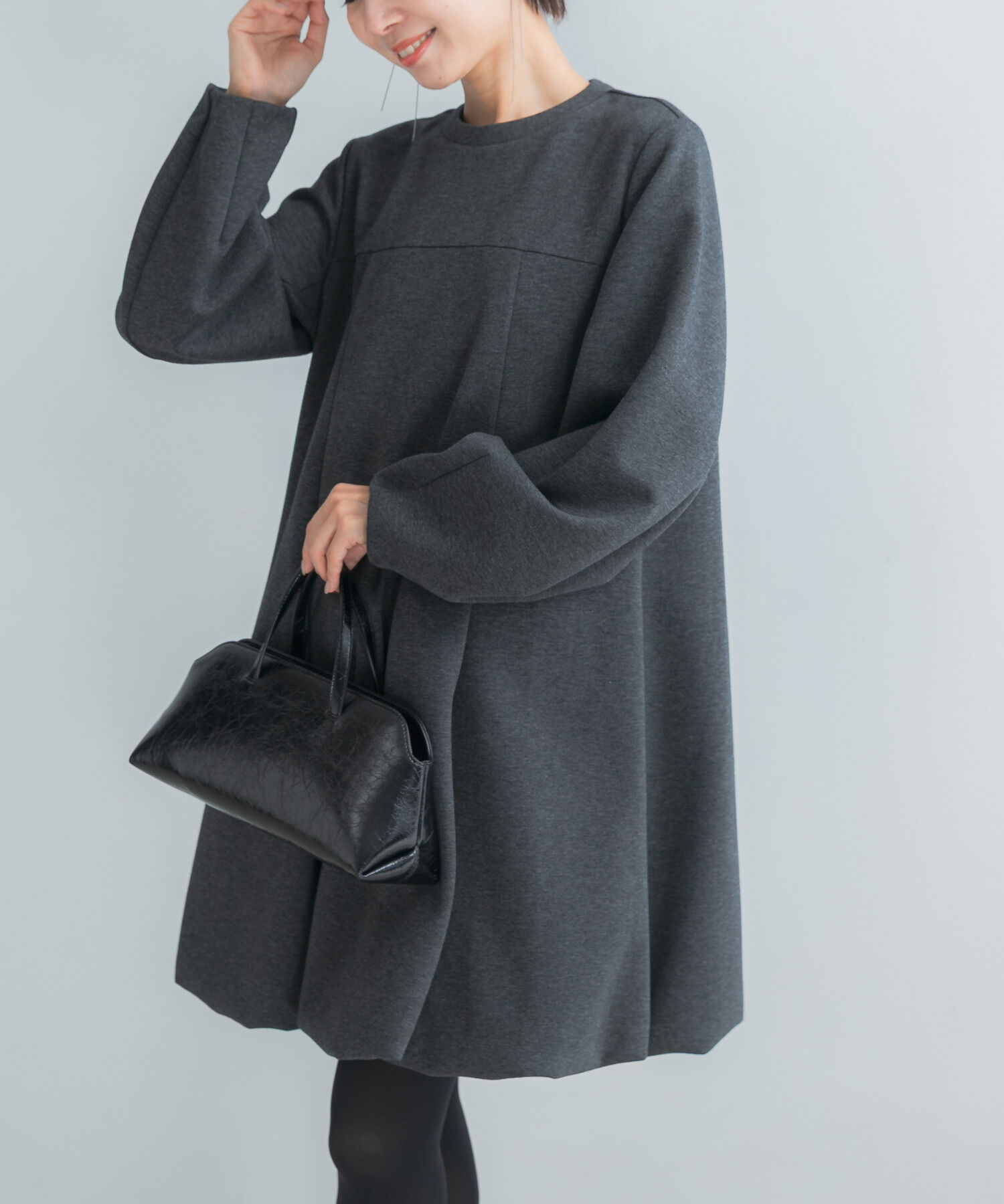 URBAN RESEARCH ROSSO「ダンボールコクーンスリーブバルーンワンピース」|ワンピース|チャコールグレー