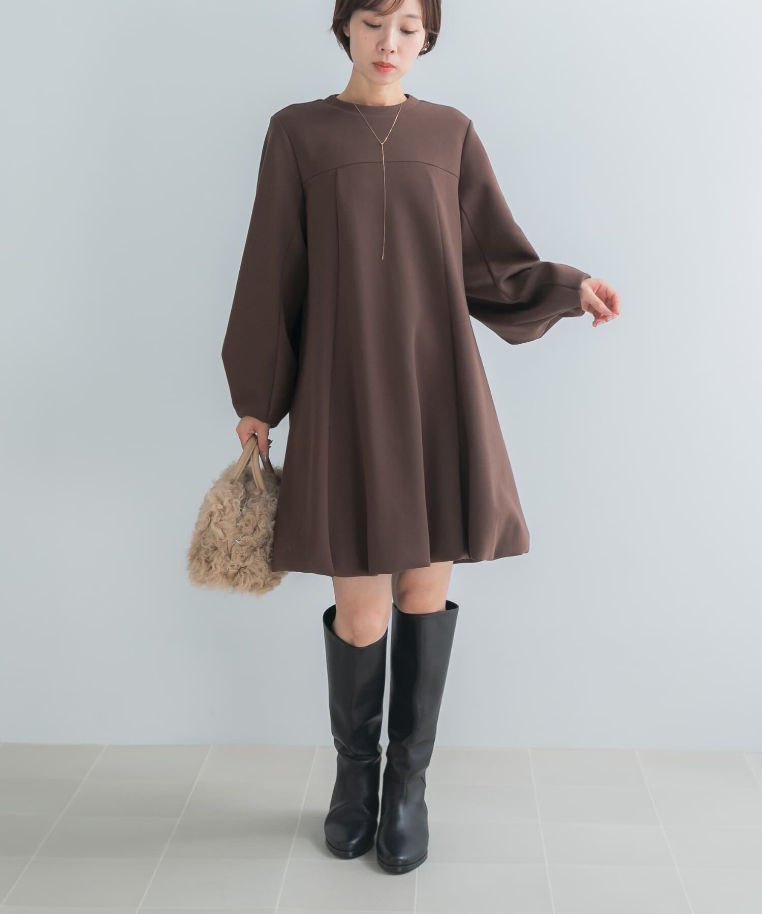 URBAN RESEARCH ROSSO「ダンボールコクーンスリーブバルーンワンピース」|ワンピース|