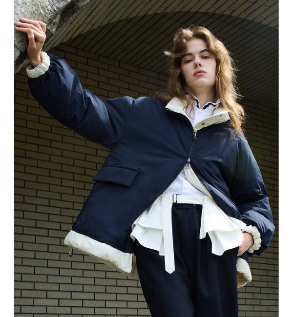 allureville「リバーシブルダウン」|ダッフルコート|ネイビー