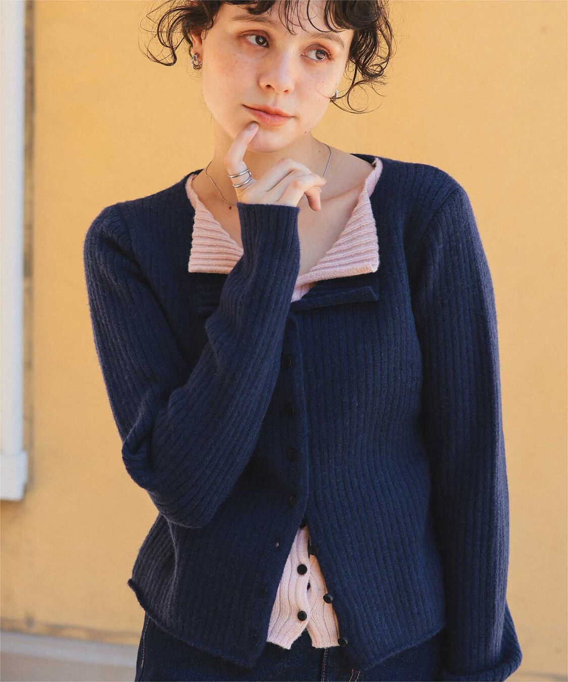 titivate「レイヤード風リブニットトップス」|ニット・セーター|
