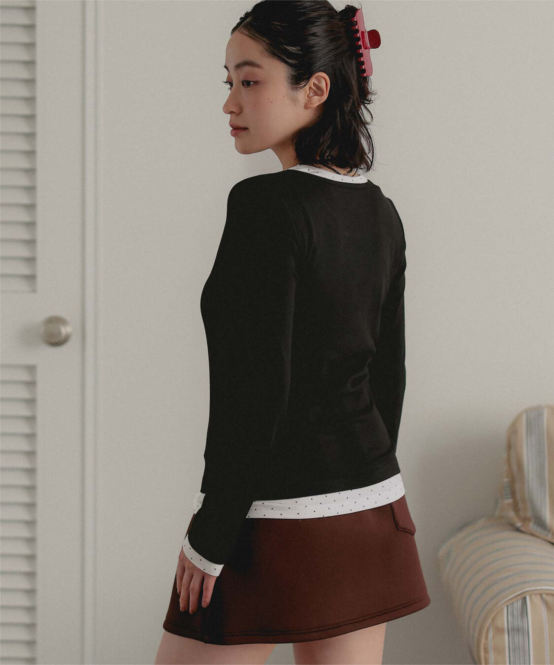 miette「レイヤード風ヘンリーネックトップス」|Tシャツ・カットソー|