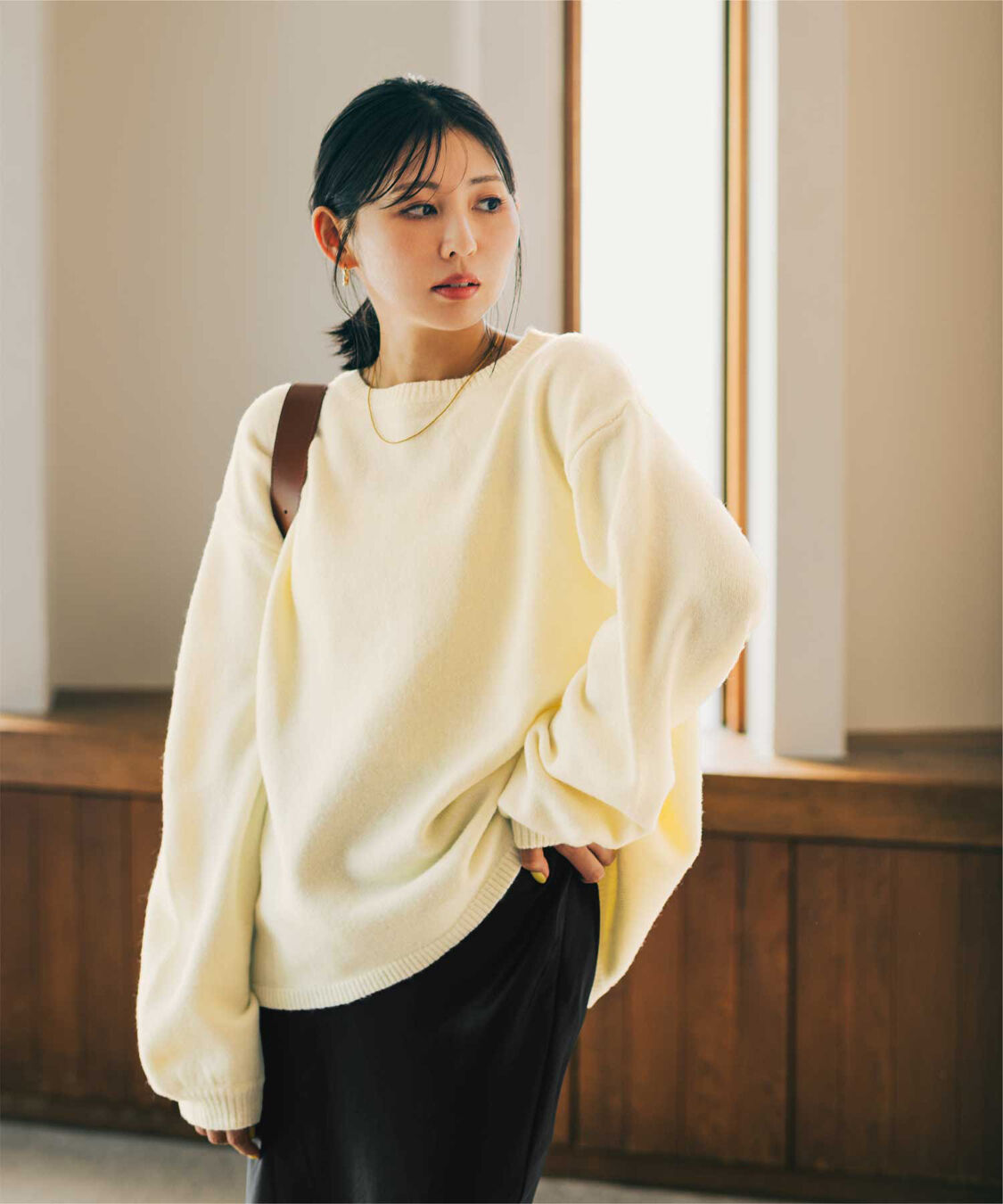 ur's「【うえむらあやのさんコラボアイテム】【スフレタッチ】ウールブレンドオーバーサイズニット」|ニット・セーター|アイボリー