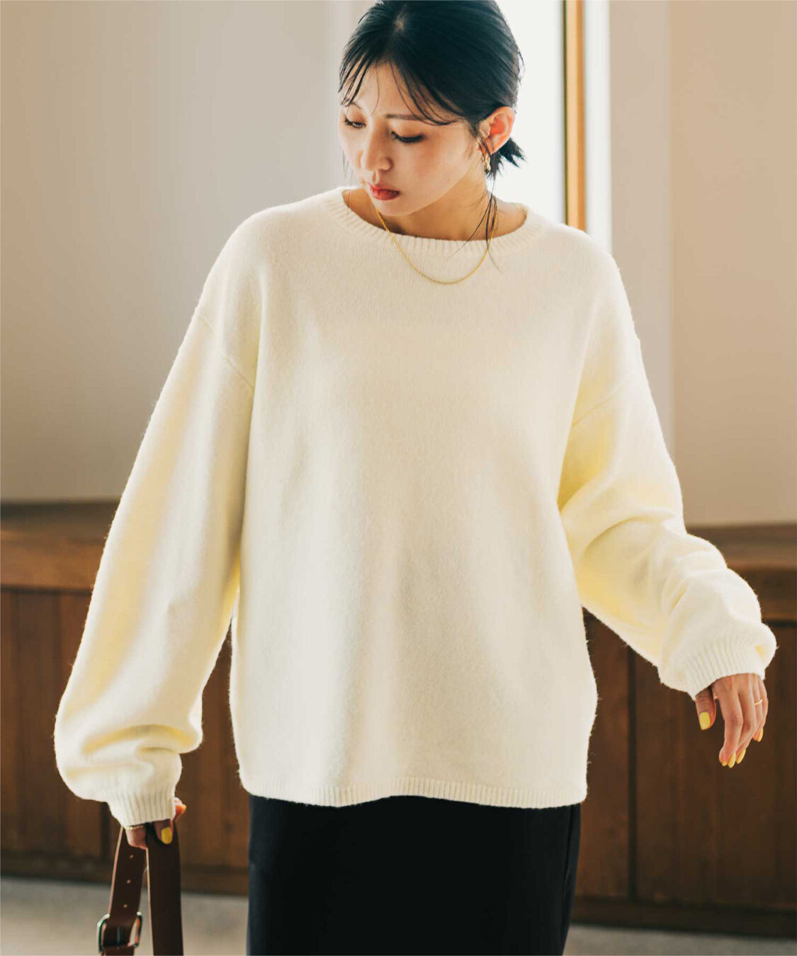ur's「【うえむらあやのさんコラボアイテム】【スフレタッチ】ウールブレンドオーバーサイズニット」|ニット・セーター|