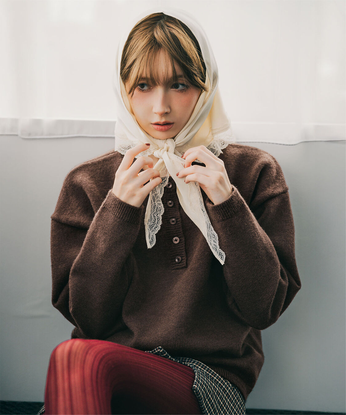 miette「【池田アリスさんコラボアイテム】ヘンリーネックニットプルオーバー」|ニット・セーター|