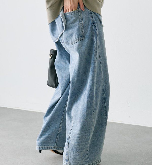  「バレルシルエットデニムパンツ」|その他|ブルー