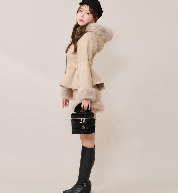 one after another NICE CLAUP「【セットアップ可能】フェイクファーペプラムコート」|その他|