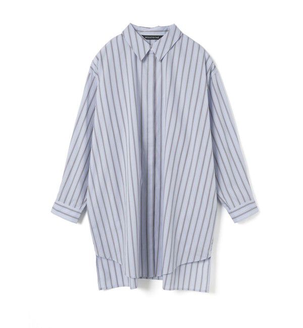 mizuiro ind「mizuiro ind ストライプボックスカットシャツ」|シャツ・ブラウス|サックス