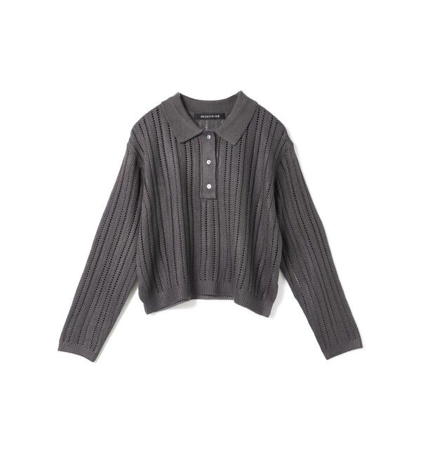 mizuiro ind「mizuiro ind 箔プリントメッシュポロニット」|ニット・セーター|