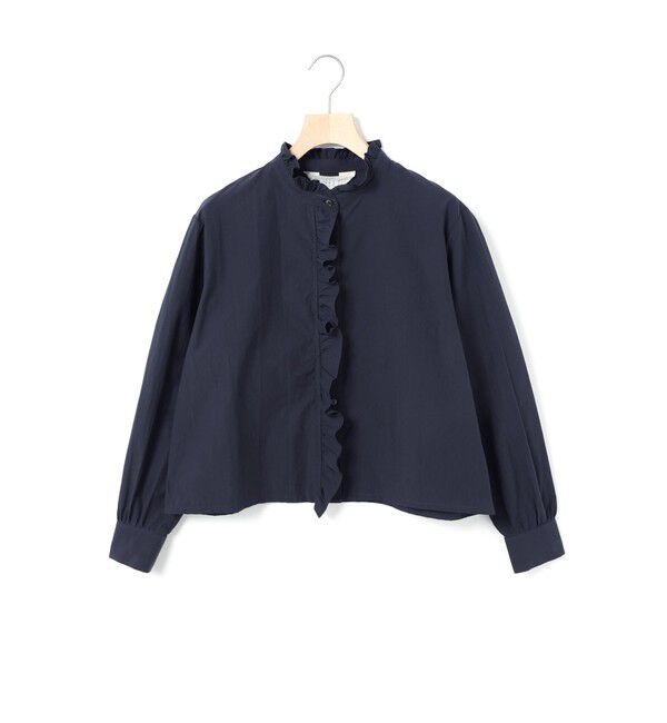 MidiUmi「MidiUmi フリルショートシャツ」|シャツ・ブラウス|ネイビー
