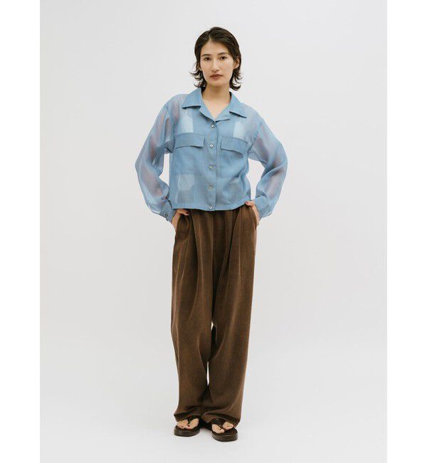 MIDIUMISOLID「MIDIUMISOLID for Ladies オープンカラーシアーシャツ」|シャツ・ブラウス|