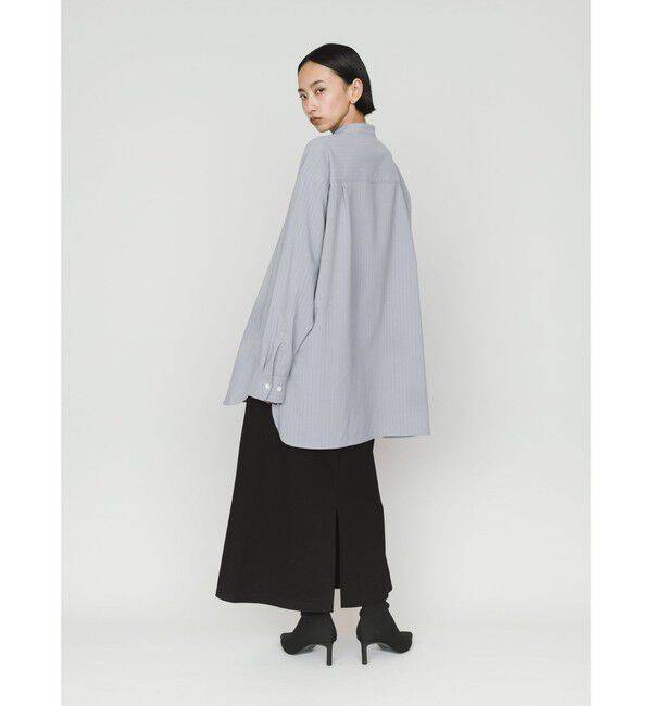 MIDIUMISOLID「MIDIUMISOLID バンドカラーロングシャツ」|シャツ・ブラウス|