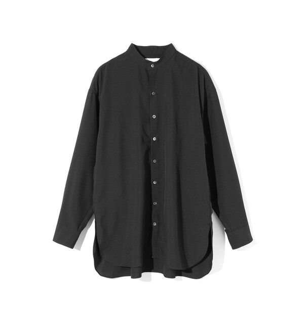 MIDIUMISOLID「MIDIUMISOLID バンドカラーロングシャツ」|シャツ・ブラウス|ブラック