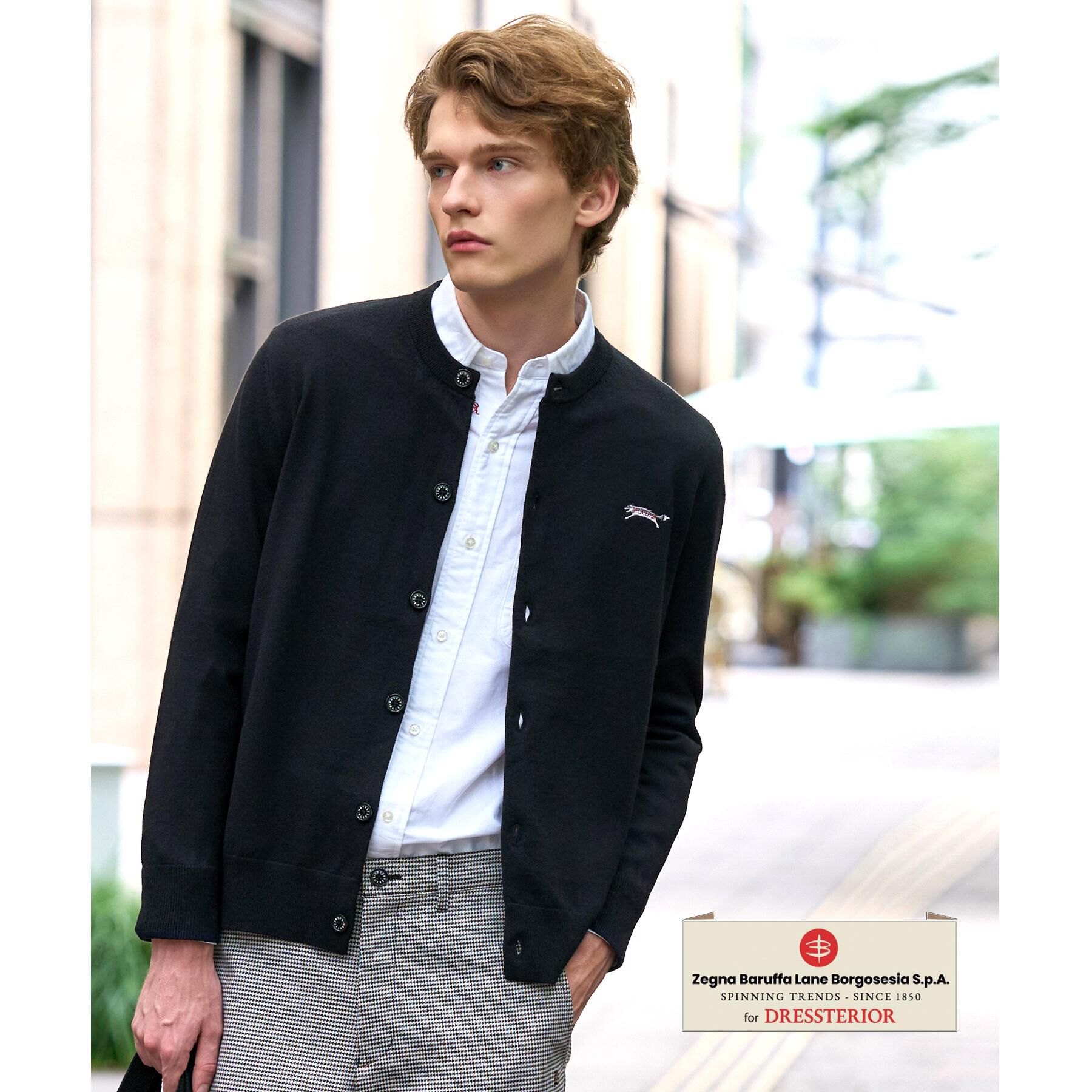 DRESSTERIOR「【7色展開】ゼニアバルーファ キャッシュウール ラウンドネックカーディガン」|カーディガン|ブラック(019)