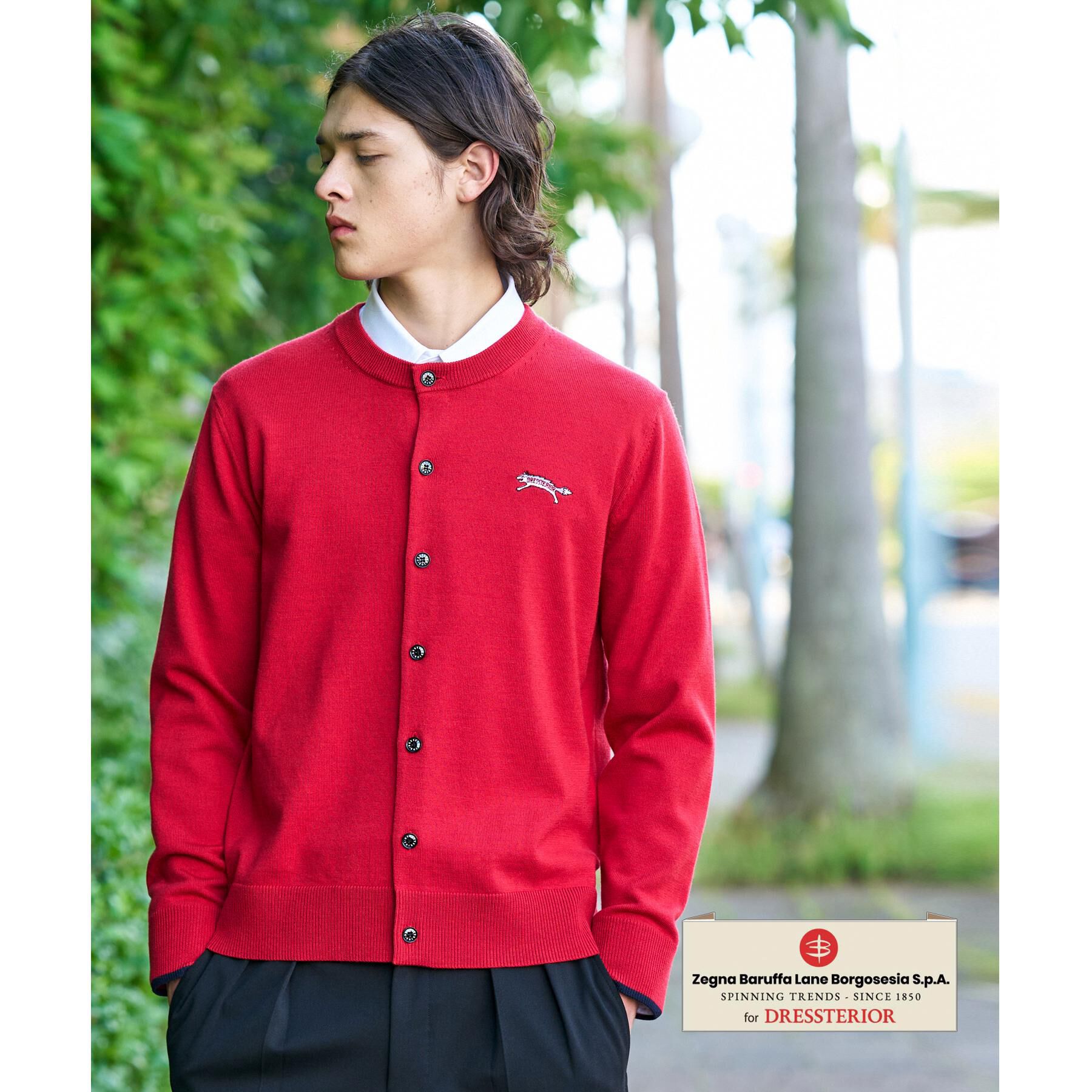 DRESSTERIOR「【7色展開】ゼニアバルーファ キャッシュウール ラウンドネックカーディガン」|カーディガン|レッド(063)