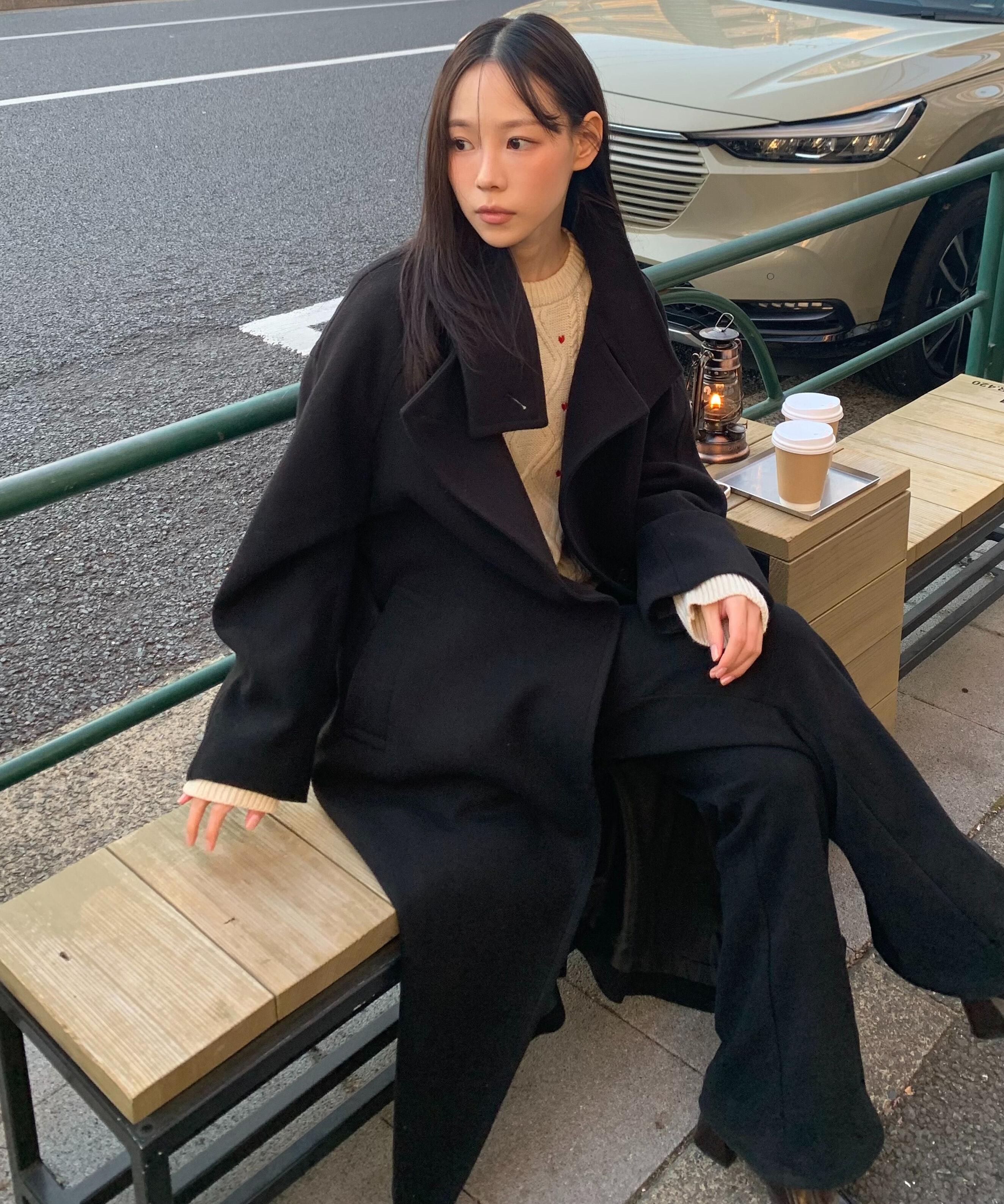  「[低身長サイズ/Sシリーズ]スタンドカラーメルトンロングコート」|その他|