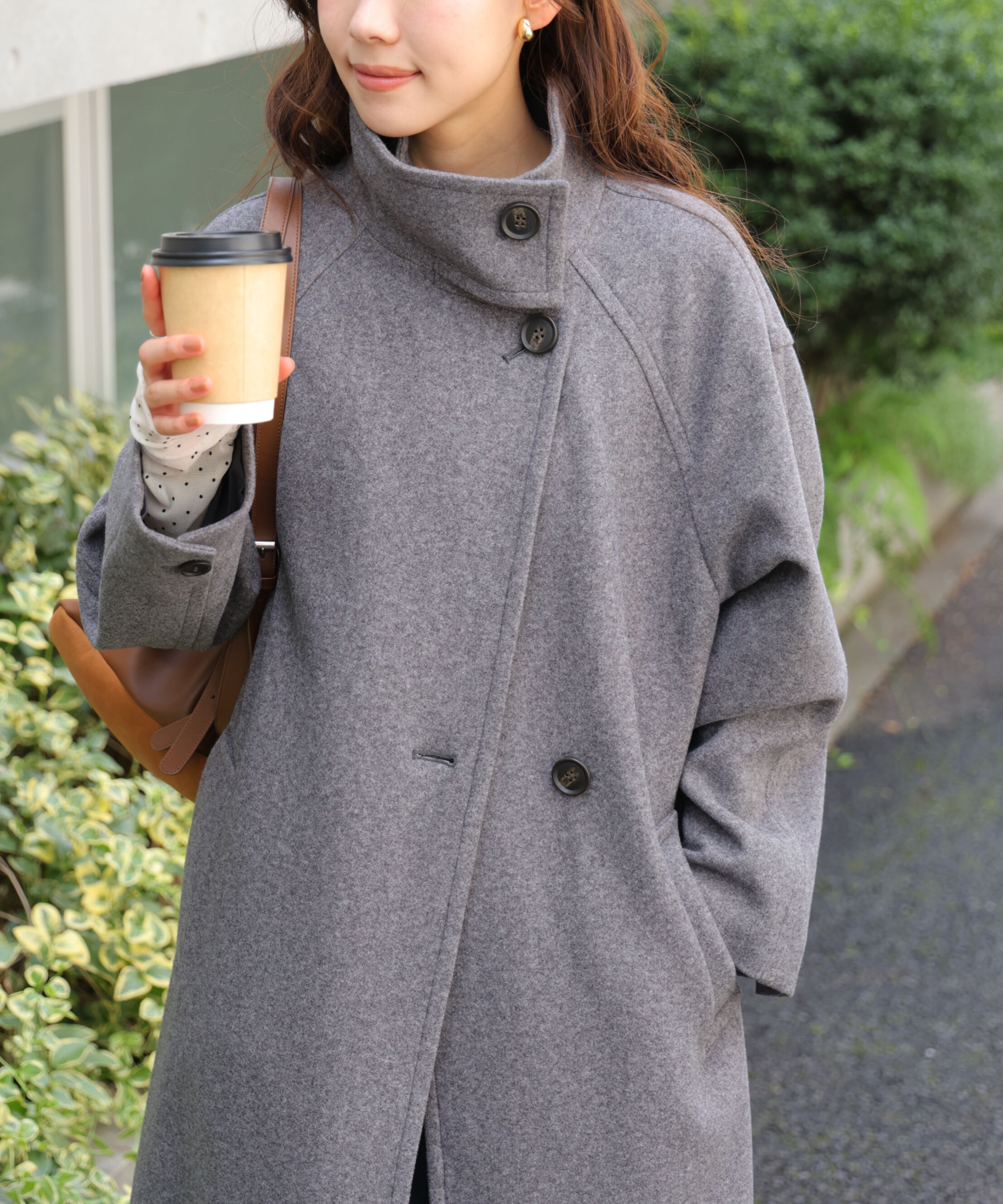  「[低身長サイズ/Sシリーズ]スタンドカラーメルトンロングコート」|その他|
