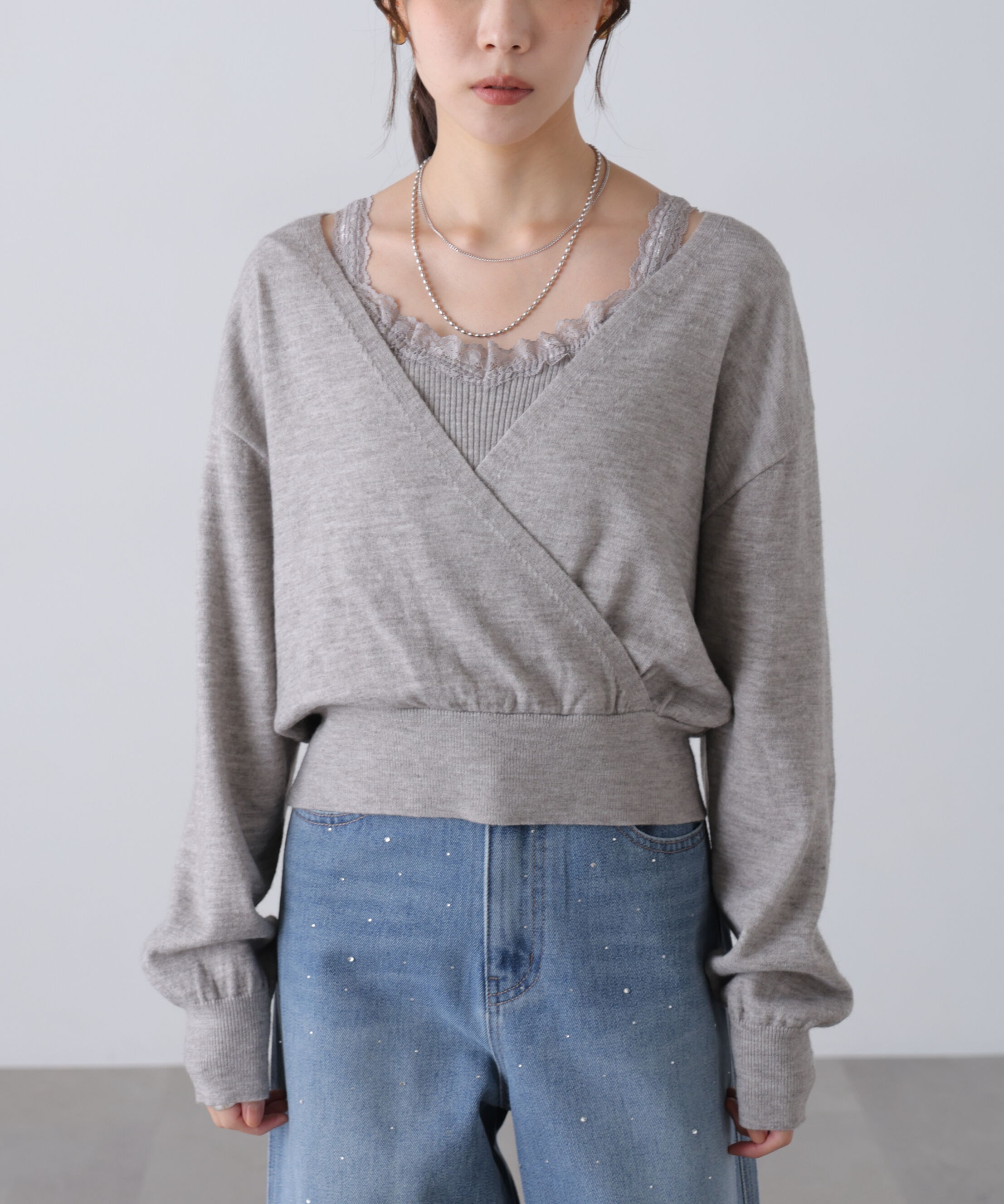  「レースドッキングカシュクールニット」|ニット・セーター|