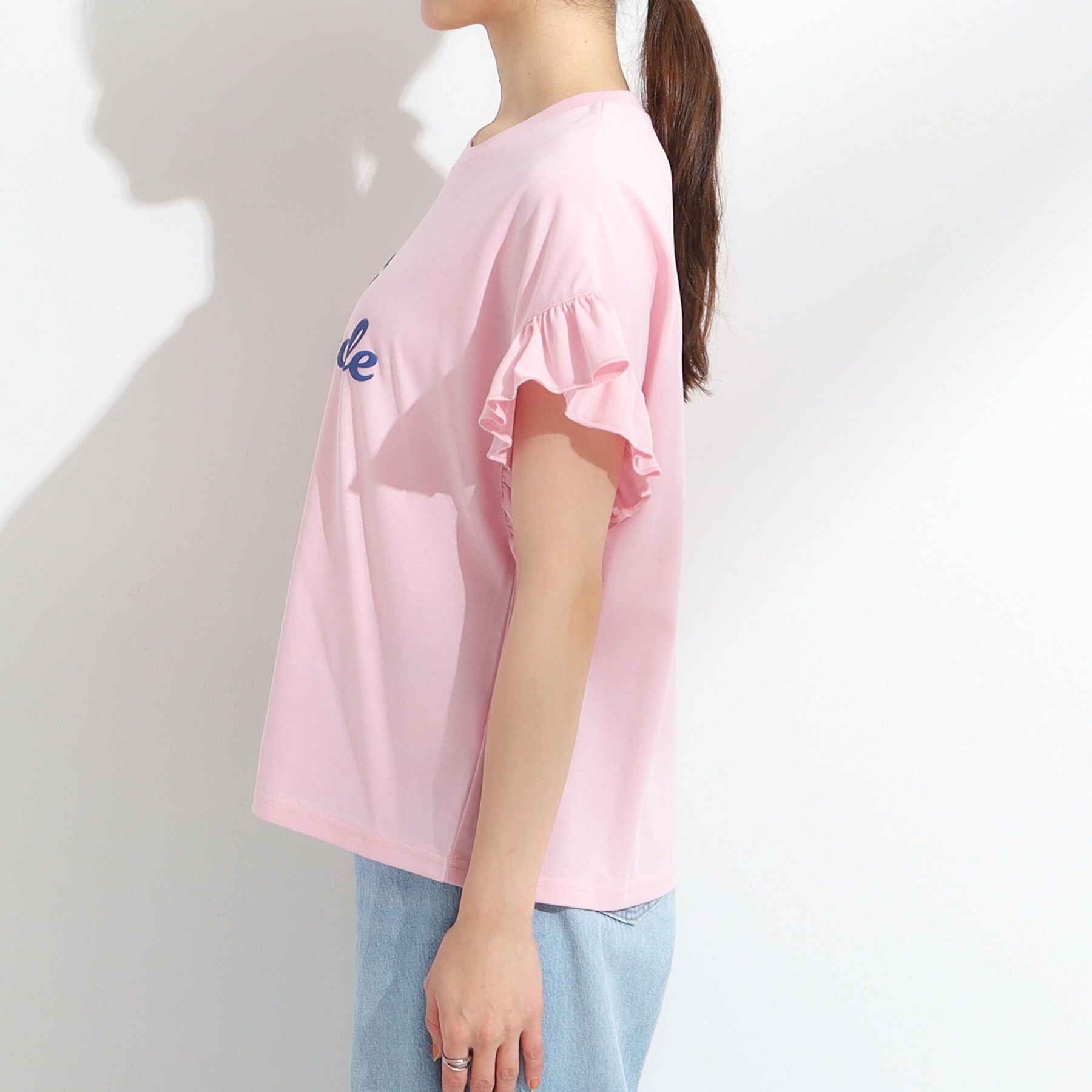 SHOO･LA･RUE「【S-LL/汗ジミ軽減/ひんやり/UVカット】フリルTシャツ」|Tシャツ・カットソー|
